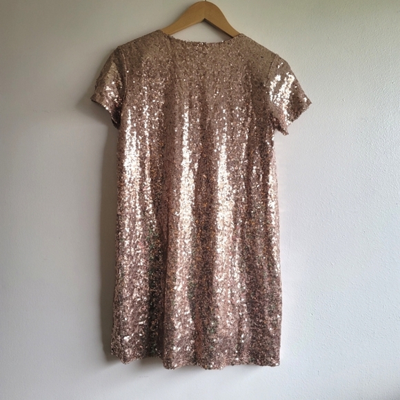 Lulu's, Rose Gold Sequin Shift Dress, Size Small - Picture 3 of 9